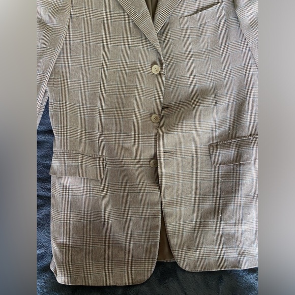 Beige Crossover Linel Wool and Silk Jacket - Picture 2 of 7